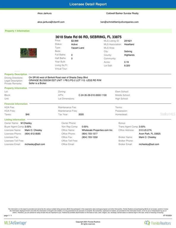 Property Photo: 3610 State Rd 66 FL 33875