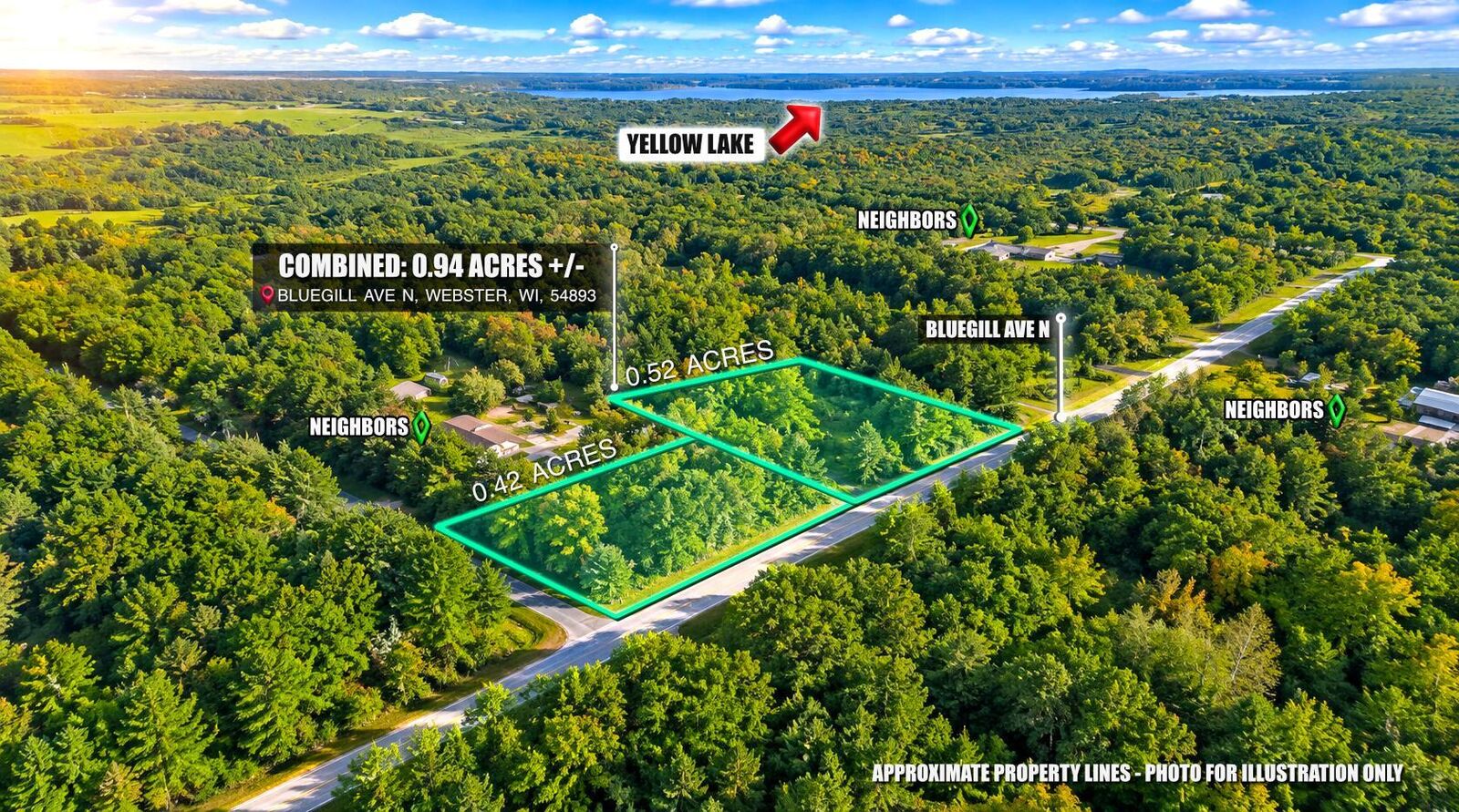 Property Photo:  Lot 1 &Amp 2 Bluegill Avenue N  WI 54893 
